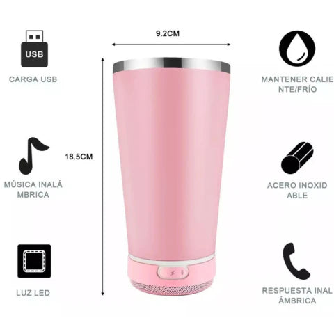 Vaso Térmico Con Parlante Bluetooh